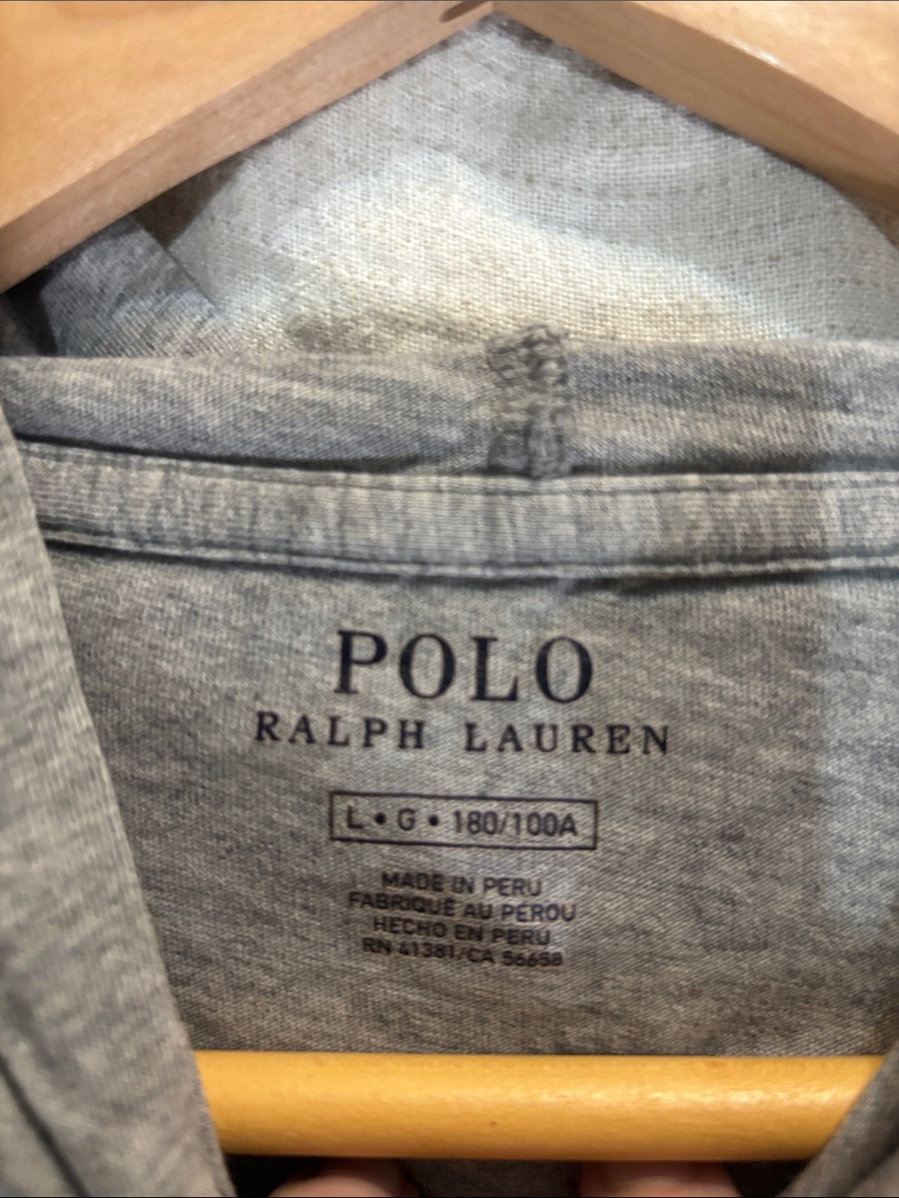 Polo by Ralph Lauren Heather Gray Hooded Long Sleeve Tee 100% Cotton - Picture 2 of 9
